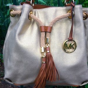 New Michael Kors Marina Gold Travel Tote Purse Lrg